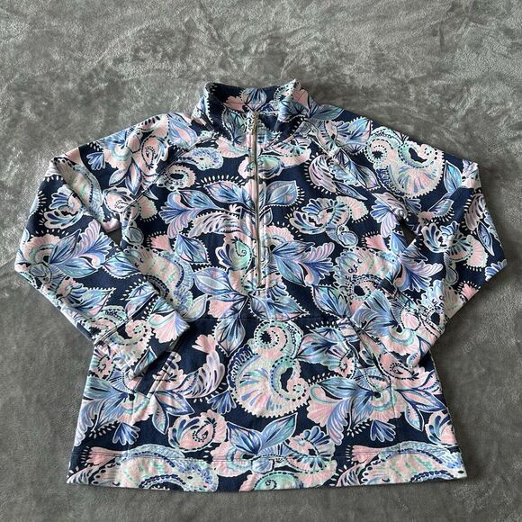 Lilly Pulitzer Skipper Popover High Tide Holy Flockamolie Women's Size Large - Picture 1 of 7